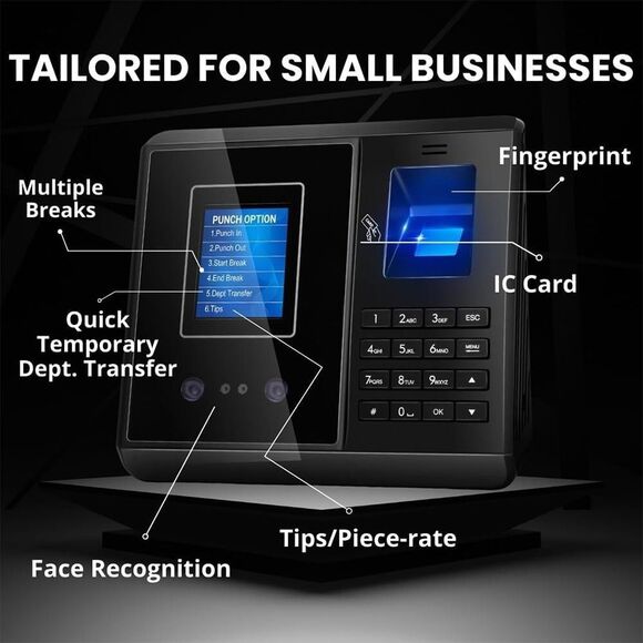 Time Clock, App-Based, Face, Card & Fingerprint Attendance Machine for Employees - Picture 6 of 14